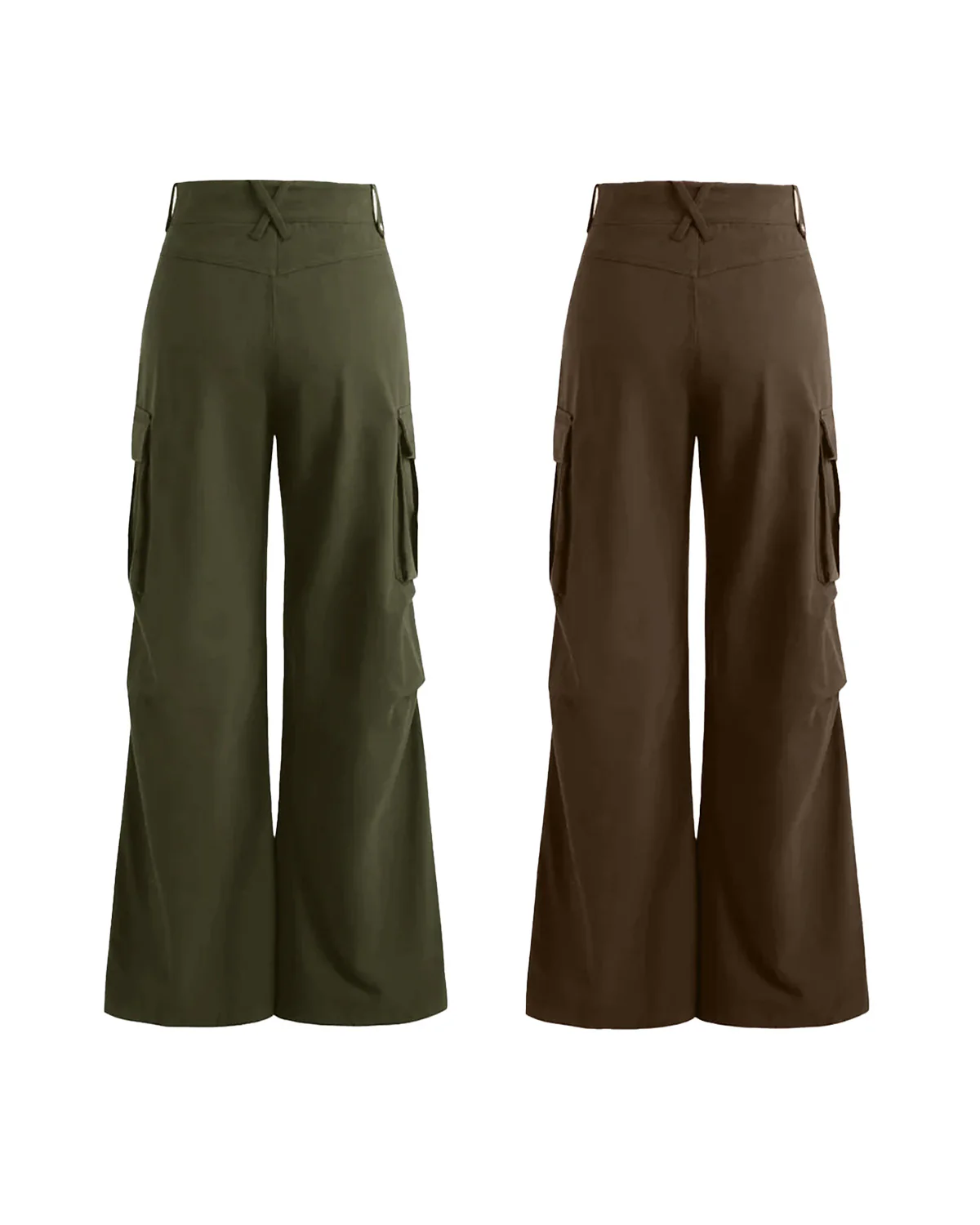 Set Of 2  Adjustable Waist Cargo - Olive & Brown - Image 3